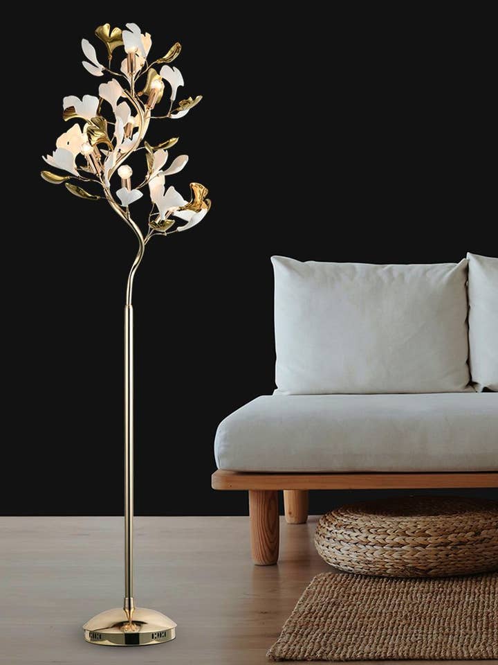 Komor Leaf Gold Moderne Stehlampe 165 cm | Moderne dekorative Beleuchtung für Zuhause & Hotels für den Großhandel von HEKA LIGHTING & TRADING LTD