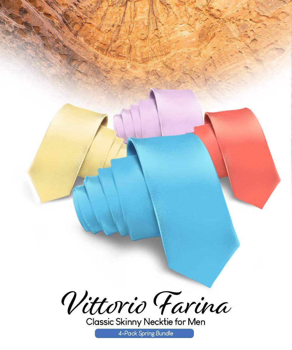 Dubal Brothers - Vente Cravate – homme - Cravate fine unie (4 paquets) par Vittorio Farina50