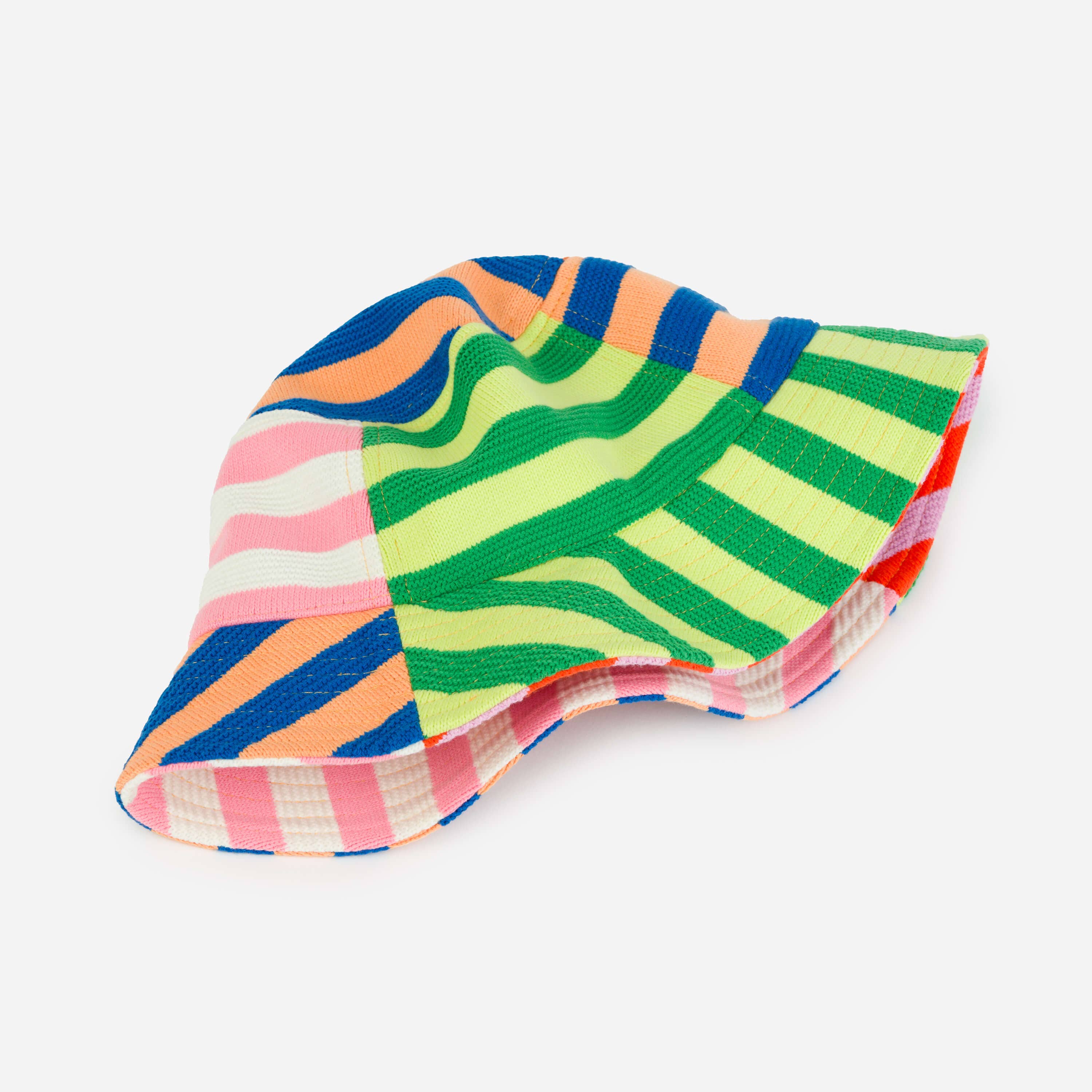 Peach Cobalt Super Stripe Bucket Hat for wholesale on Faire14