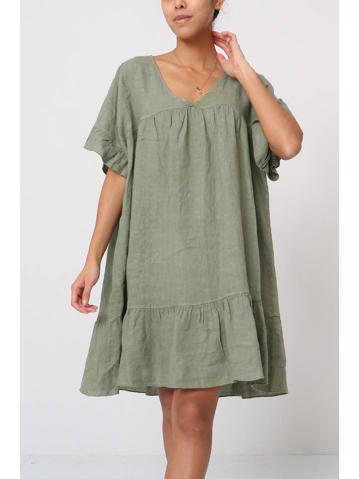 LÉA & LUC - Wholesale Dress - Women's - Short dress in 100% linen REF.1885/129