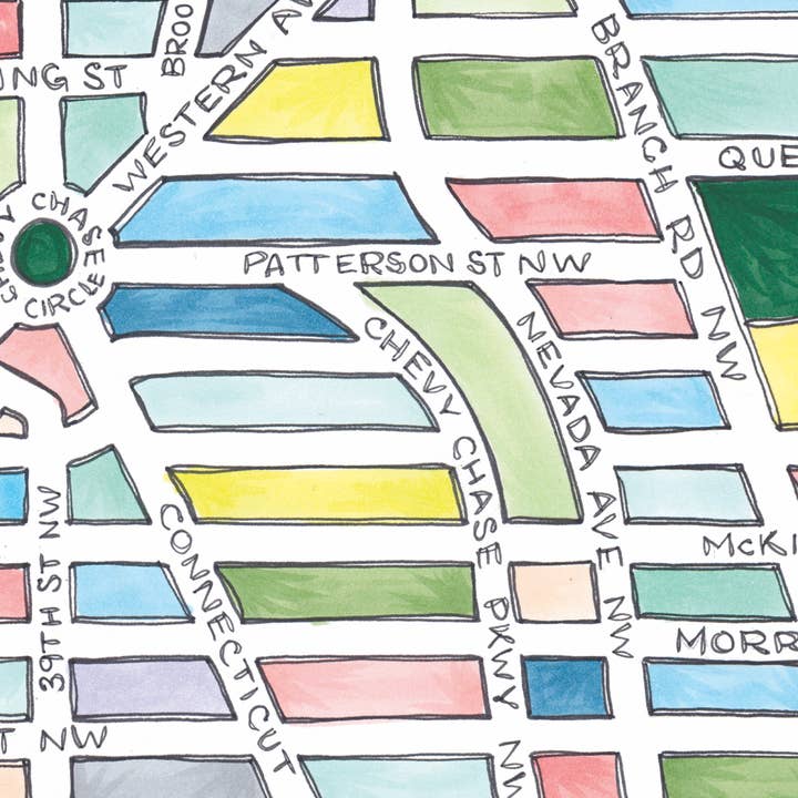 Terratorie Maps + Goods - Wholesale Everyday Greeting Card - Chevy Chase DC Map Art Greeting Card1