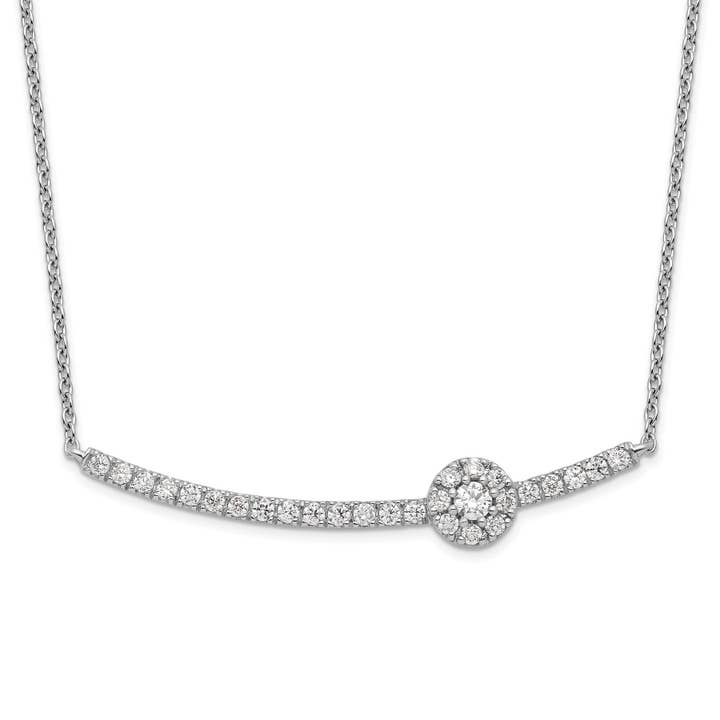 14k White Gold Lab Grown Diamond Fashion Bar Necklace 1/2 ctw for wholesale by Fine Diamond