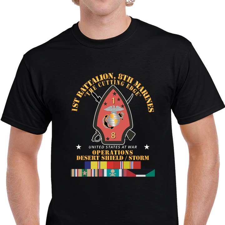 USMC - 1st Bn, 8th Marines - DS Sns W SVC X 300 T Shirt for wholesale by MIP