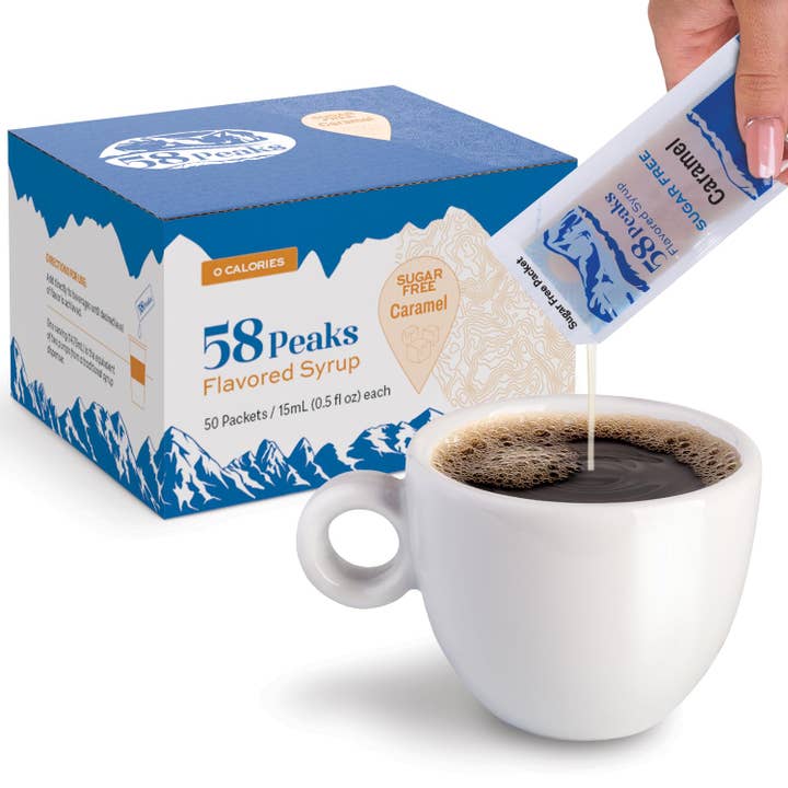 Sirop aromatisé au caramel sans sucre - Pack de 50 pour la vente par 58Peaks