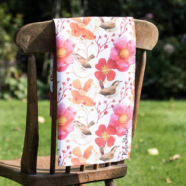 Wren & Poppies Organic Cotton Tea Towel for wholesale by Kate Slater