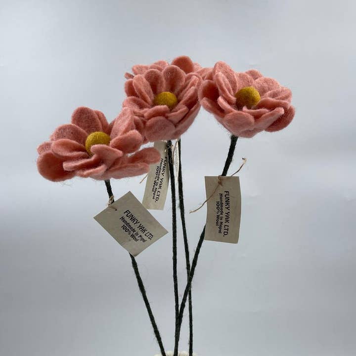 Funky Yak Ltd – wholesale Konstgjorda blommor – Handgjord L. Rosa Blomma Tovad Blomma