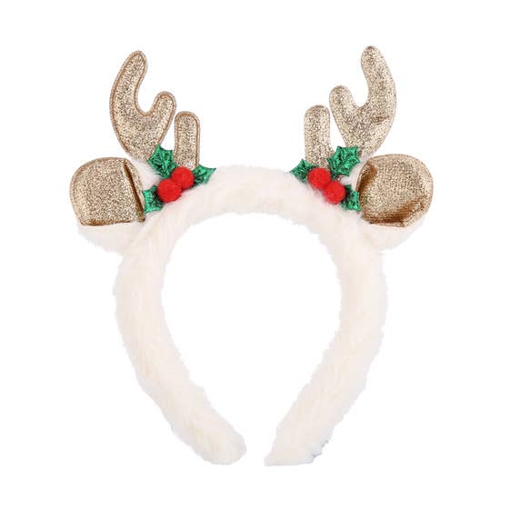 Puffy Reindeer Holiday Head Band for wholesale by Nima Accessories Inc