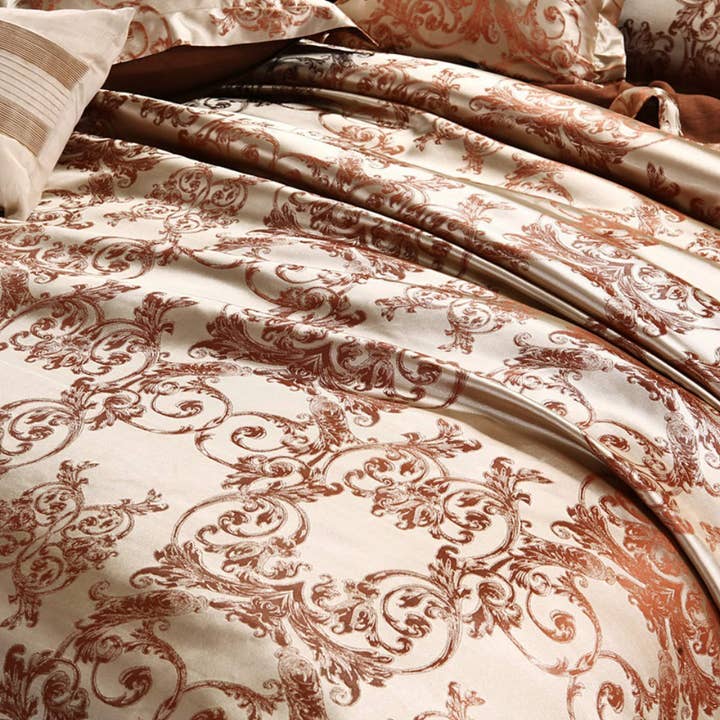 daintyduvet – Conjuntos de cama por atacado – Conjunto de capa de edredon de cobre de luxo, Jacquard Fabric Aesthetic Bedding Decorative, Conjunto de cama bordado3