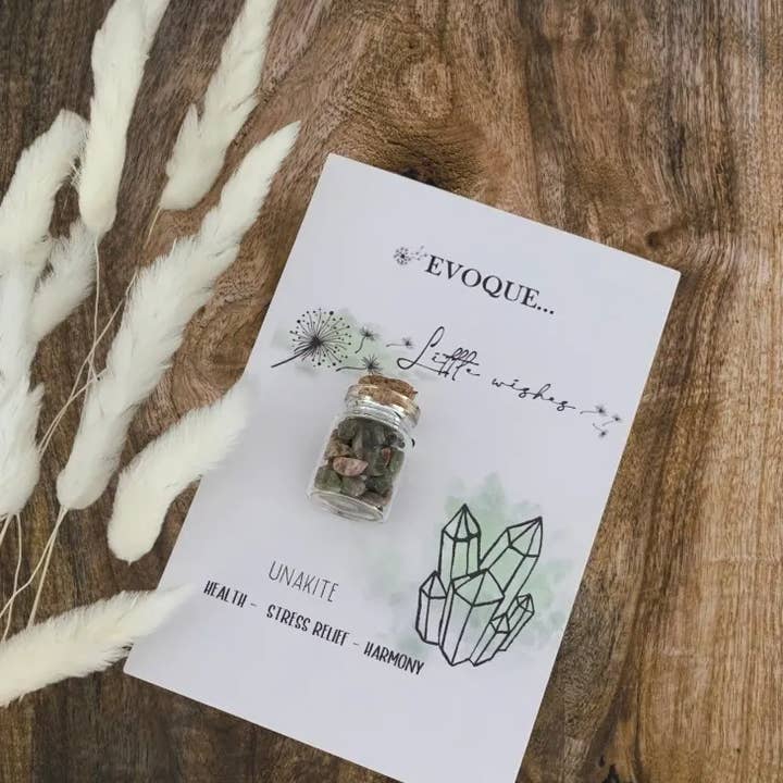 Evoque Gifts & Homewares - Wholesale Meditation supplies - 'Little Wishes' Crystal Jars - Unakite