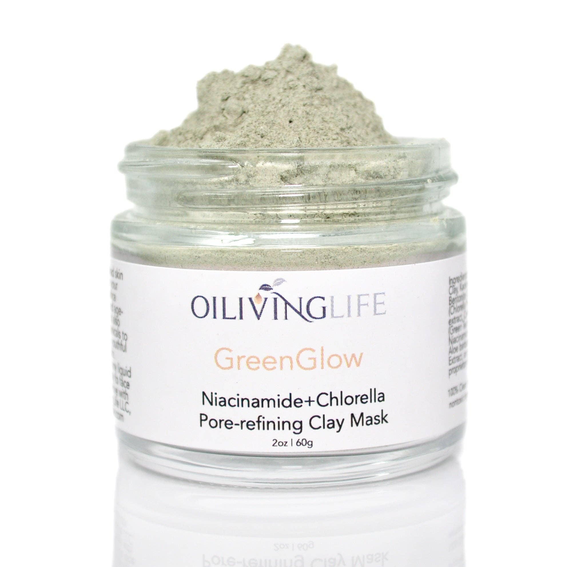 Oilivinglife - Vente Masque pour le visage - Masque à l'argile à la niacinamide GreenGlow1