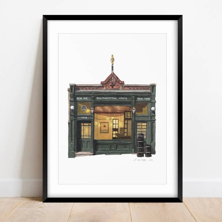 Gospel Oak - Pub Southampton Arms - Impression giclée (sans cadre) pour la vente par Ana Gallego Illustrations