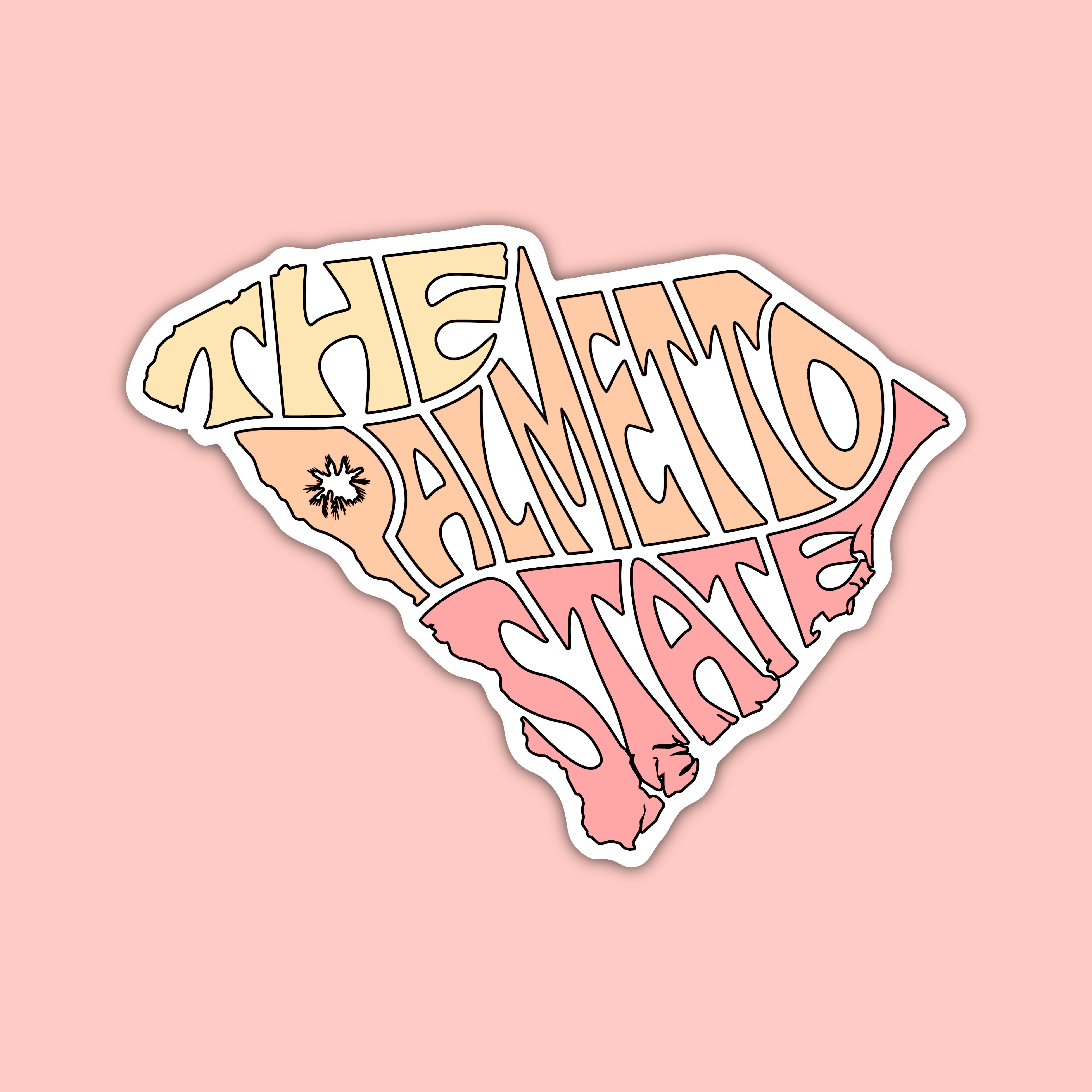 The State Stickers - Wholesale Sticker - South Carolina Nickname Sticker - The Palmetto State (Peach)