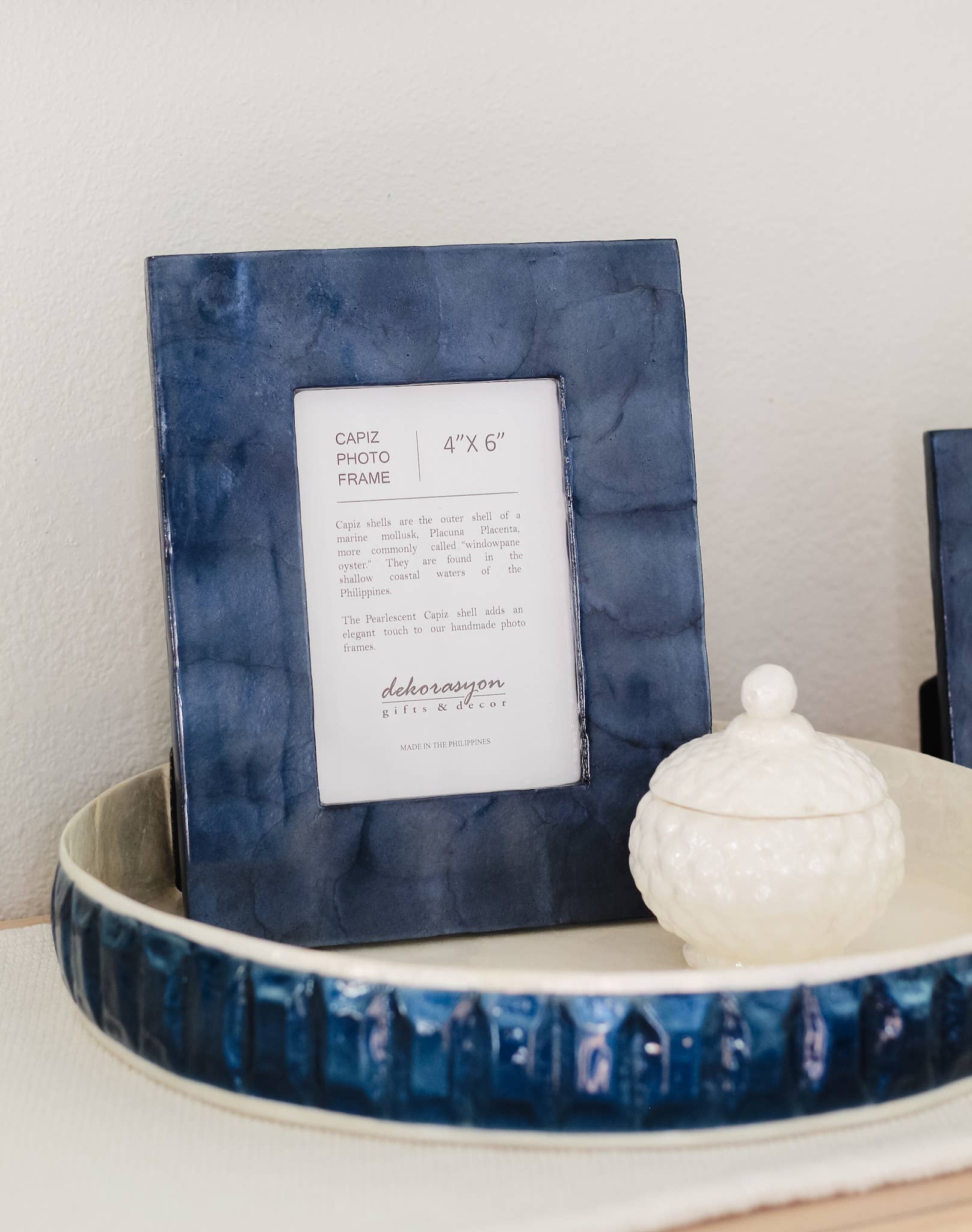 Dekorasyon Gifts  Decor - Wholesale Picture Frame - 4" x 6" Capiz Photo Frame (Blue)1