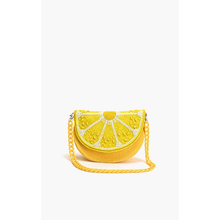 America & Beyond - Wholesale Shoulder Bag - Women's - Couture Crescent Lemon Shoulder Bag