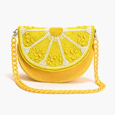 America & Beyond - Wholesale Shoulder Bag - Women's - Couture Crescent Lemon Shoulder Bag0