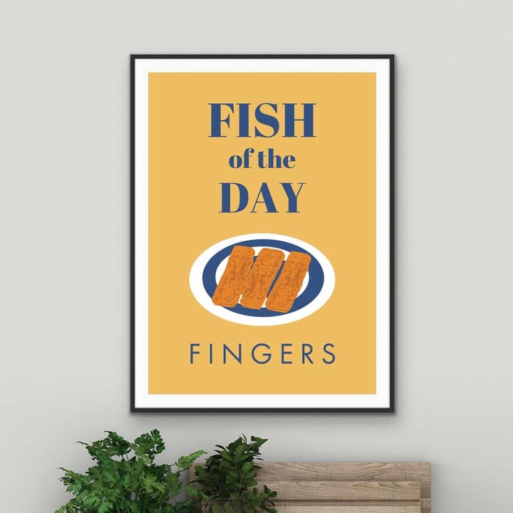 Fish Finger - Kitchen Print for wholesale by The Printed Word Store