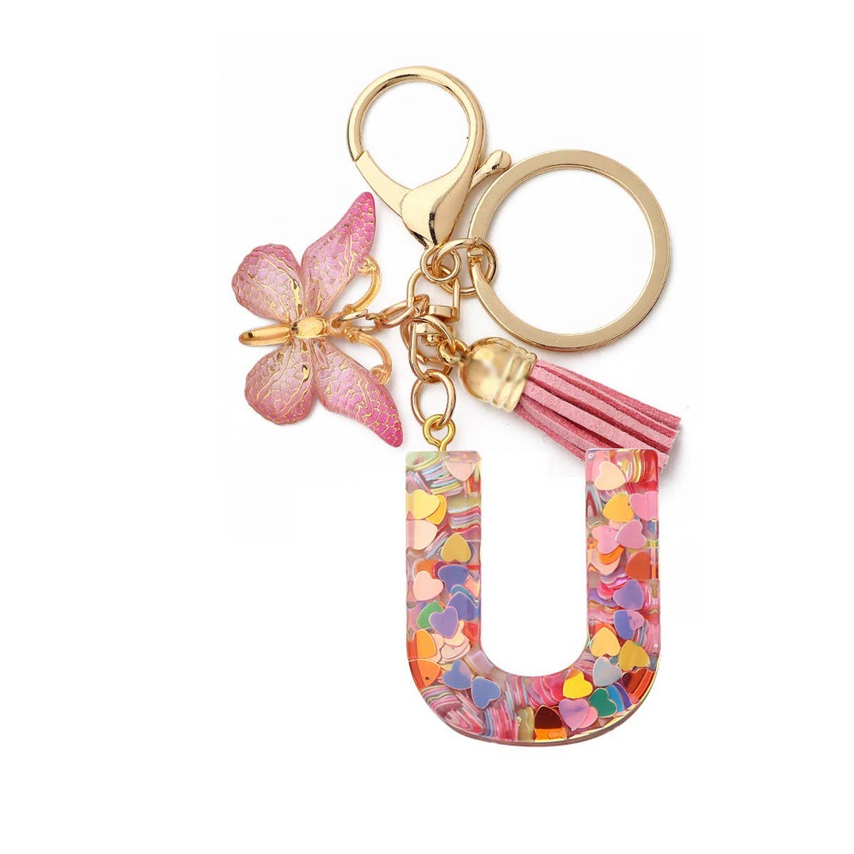 ACCITY - Wholesale Keychain - Women's - Glitter Resin Letter Butterfly Keychain_CWMM686620