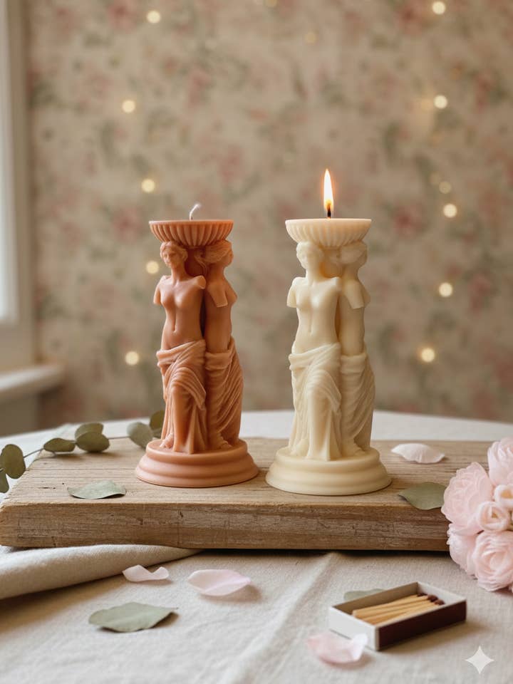 Goddess Sculpture Candle - Handcrafted Soy Wax Art Trio for Home Decor for wholesale by Crazy About Candles