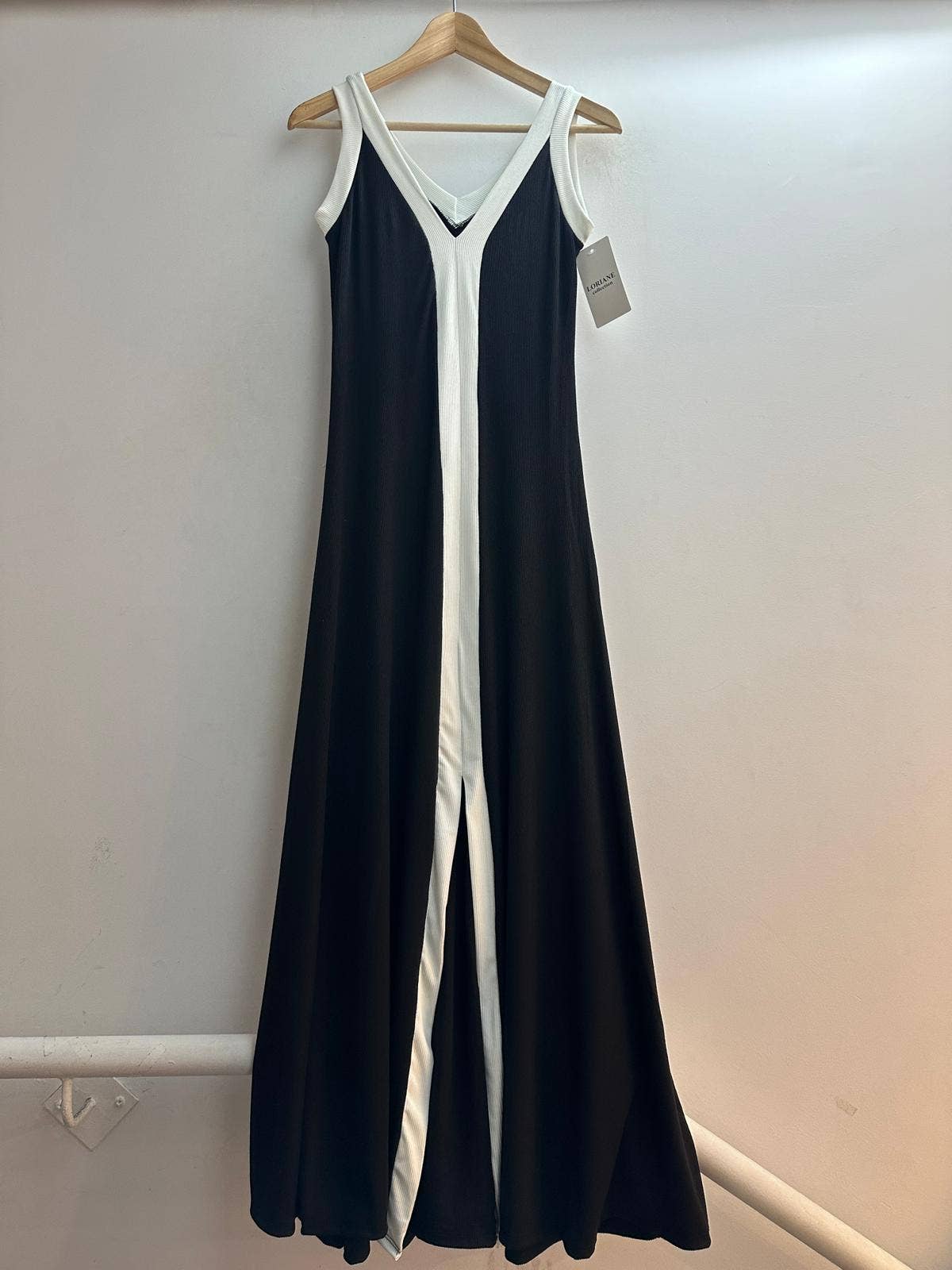 LORIANE - Vendita all'ingrosso Vestito - Donna - 9655 Abito lungo bicolore con spalline0