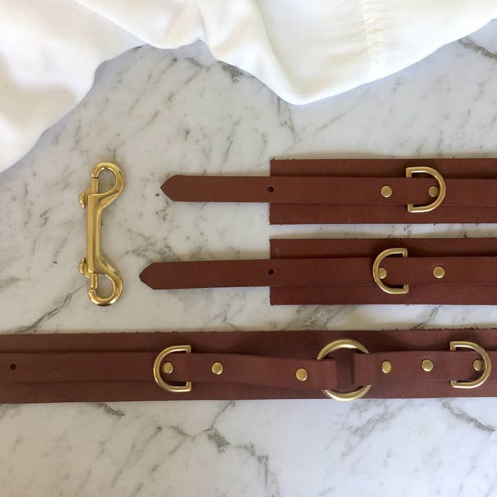 Notch Leather Goods – Engroshandel Bælte - Dame – Brune lædermanchetter og læderkrave