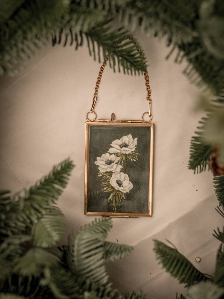 "Wild Flower no. 3" Gold Frame Ornament for wholesale by Lewa Studio