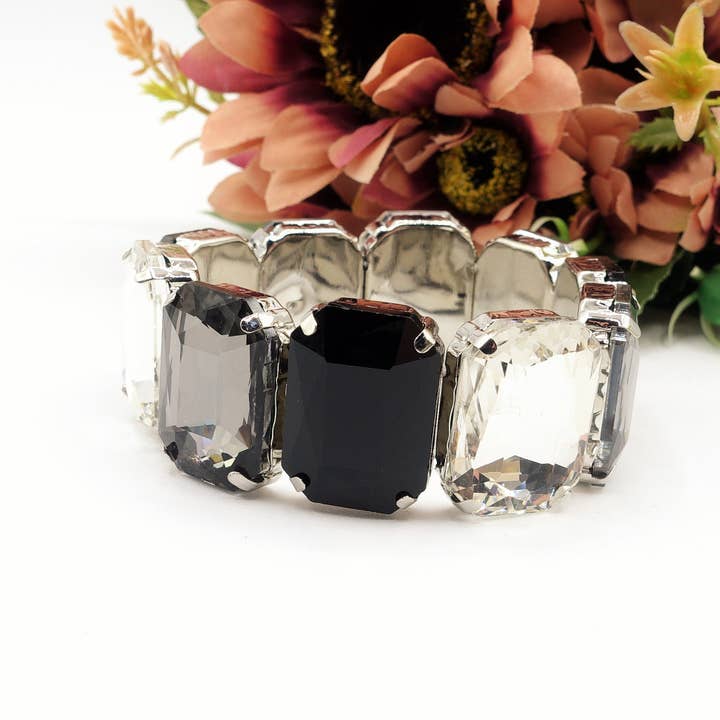 Daemon srls - Wholesale Bangle Bracelet - MARGOT LUXE - Bracciale elasticizzato con pietre sfaccettate -luce colection11