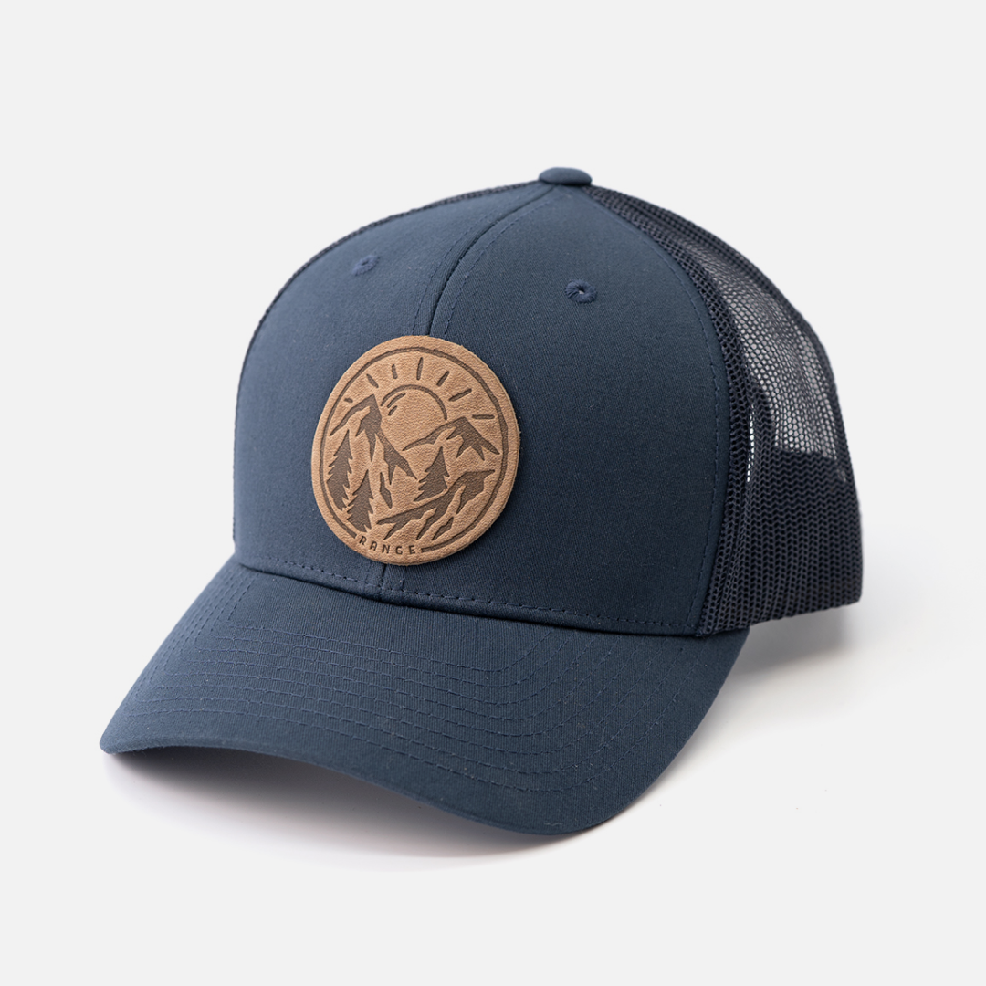 Range Leather Co. - Vente Casquette de camionneur – unisexe - Chapeau vintage Sunrise | Casquette de camionneur à patch en cuir2