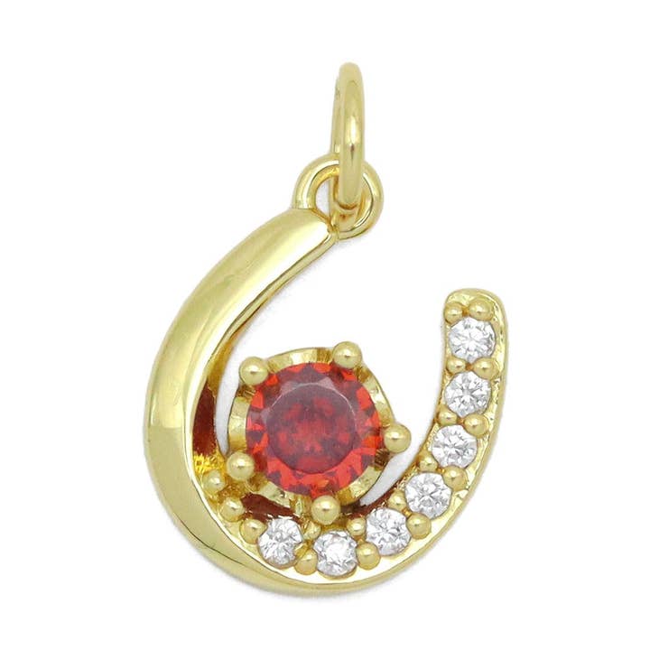 Ciondolo a forma di U in oro CZ trasparente con ciondolo in zirconia cubica arancione, Sku #Y1027 per la vendita all'ingrosso da parte di BestBeads&Beyond