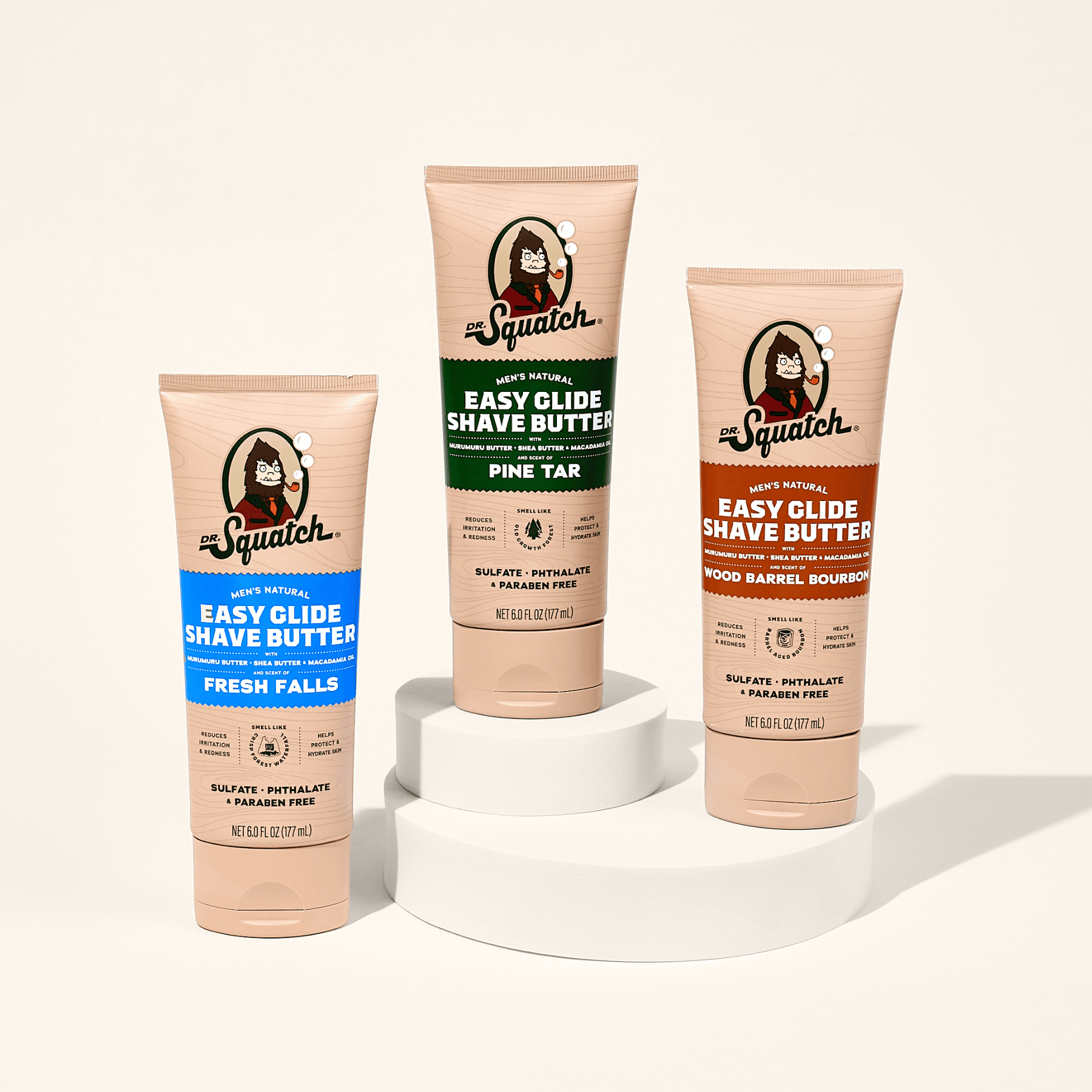 Dr. Squatch - Wholesale Shaving Cream - Men's - Easy Glide Shave Butter Wood Barrel Bourbon - 6 Units3