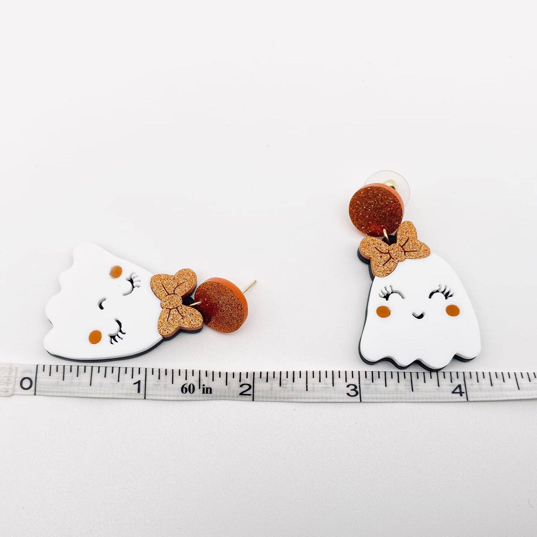 Mio Queena - Wholesale Dangle Earrings - Halloween Cute White Ghost Wear Bow Post Earrings3
