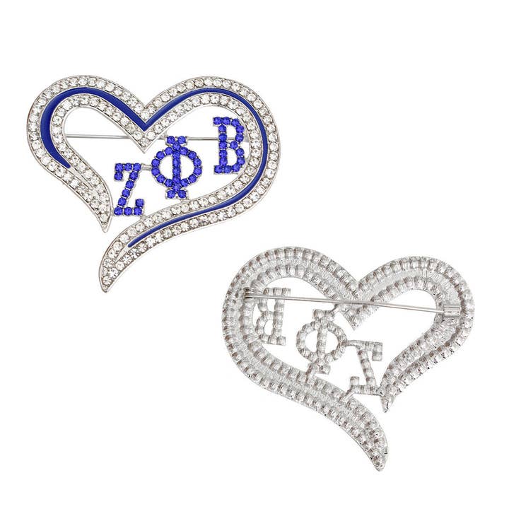 ZPB Sorority Heart Blue Bling brosch för kvinnor för wholesale av PinktownUSA