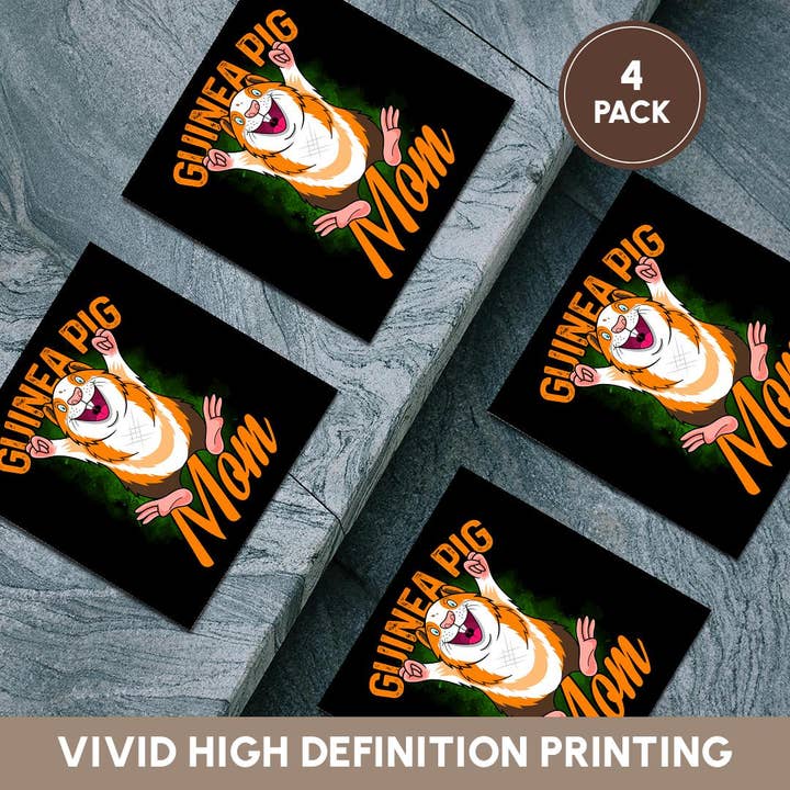 3dRose - Vente Sous-verre - 3dRose, Cochon d'Inde Porcelet Maman avec Fond Vert Maman Mère, Dessous de Verre5