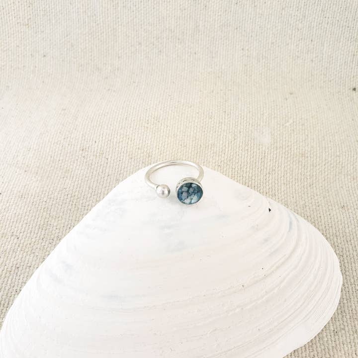 Maine Shellware - Wholesale Single Stone/Solitaire Ring - Antique Silver Round Ring2