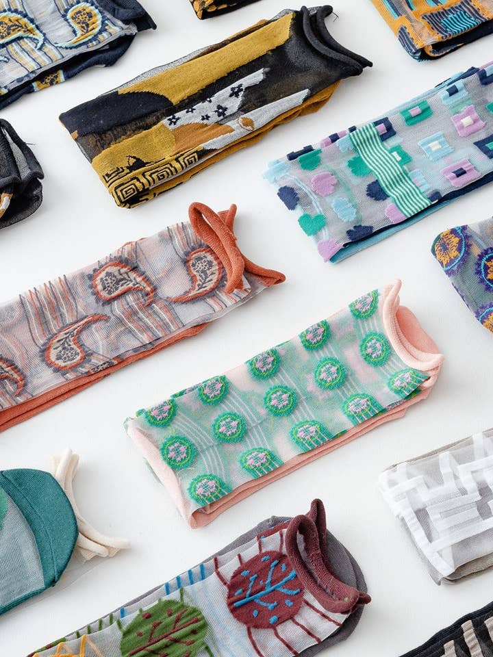 Rufia - Asymmetrical Pattern Sheer Socks for wholesale by Funkyrel® Atzbranding Limited