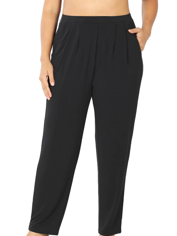 .SI-21598 Plus Ity Pleated Waist Pants With Side Pockets for wholesale by 42POPS