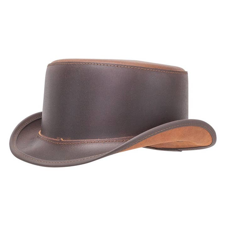 American Hat Makers - Wholesale Fedora - Uniseks - Echt Leren Hoge Hoed Zonder Band - Stijl Bromley3