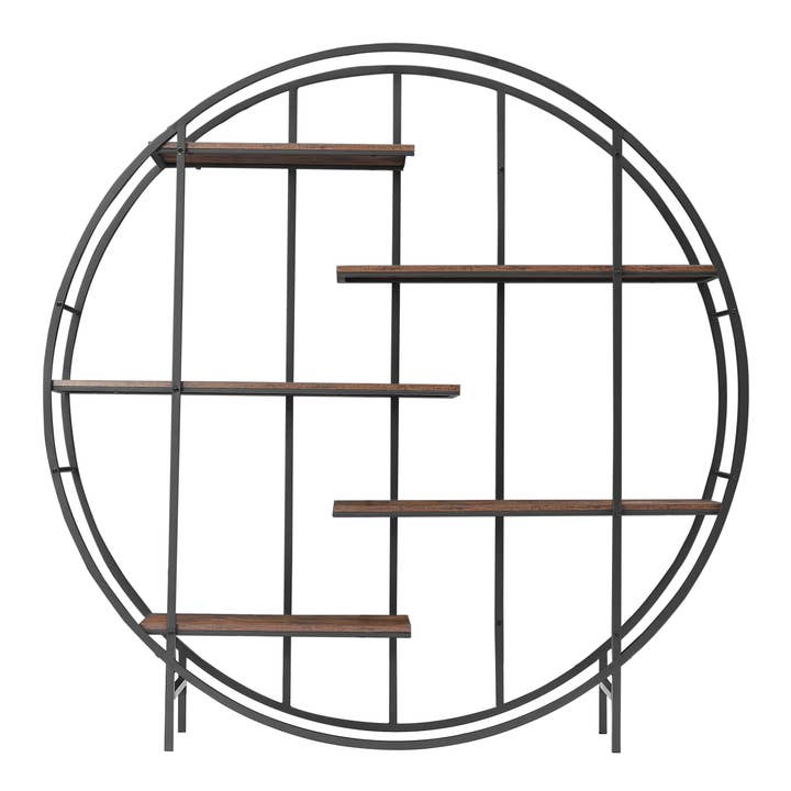 39F Inc. – Großhandel Blumentopfständer – 5-stufiger runder Pflanzenständer, rustikal braun, 67" hoch13