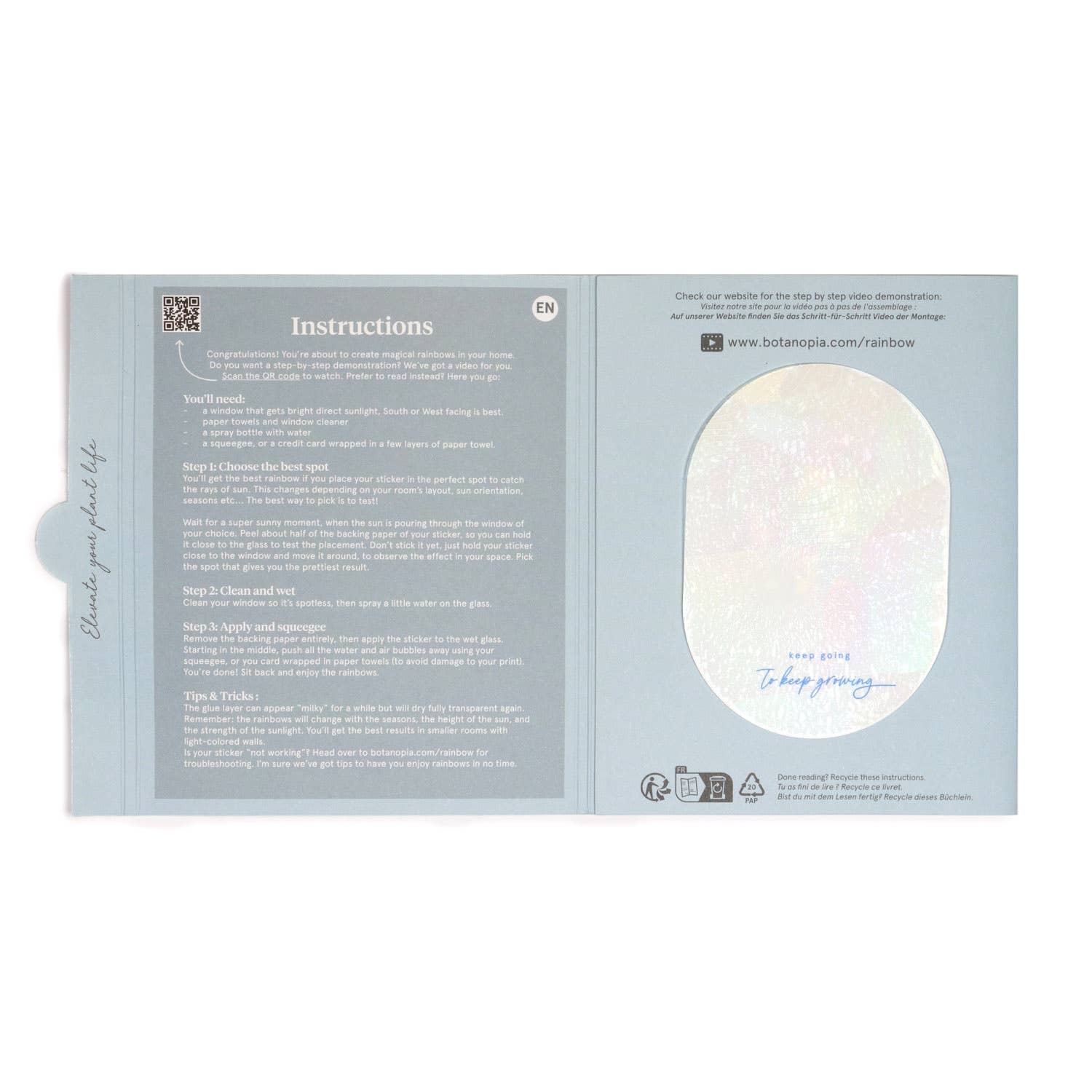 Botanopia - gifts , decor and cards for plant lovers - Wholesale Suncatcher - Rainbow maker sticker - Keep going to keep growing13