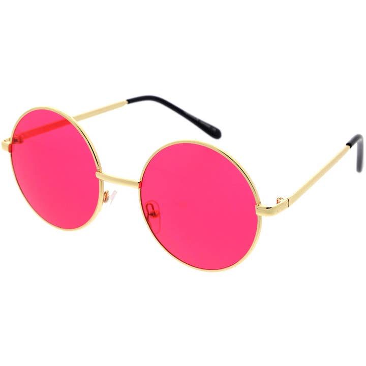 SPARE-SPECS, LLC - Wholesale Sunglasses - Women's - Retro Hippie Round Color Tone Metal Sunglasses 98926