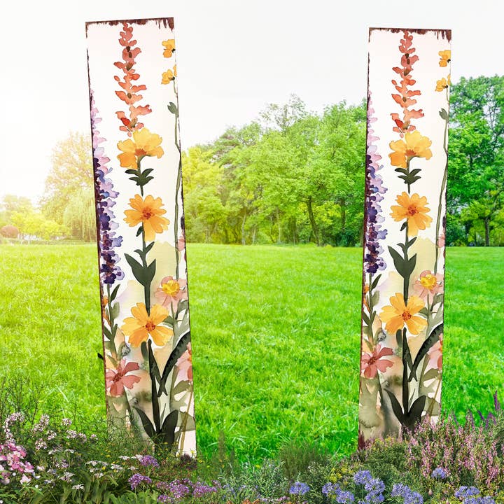 TX USA Corporation - Wholesale Garden/Lawn Stake - Summer Wildflowers Wooden Garden Stake Sign – Outdoor Floral Yard Décor | UV Print | Farmhouse Style | Multiple Sizes Available