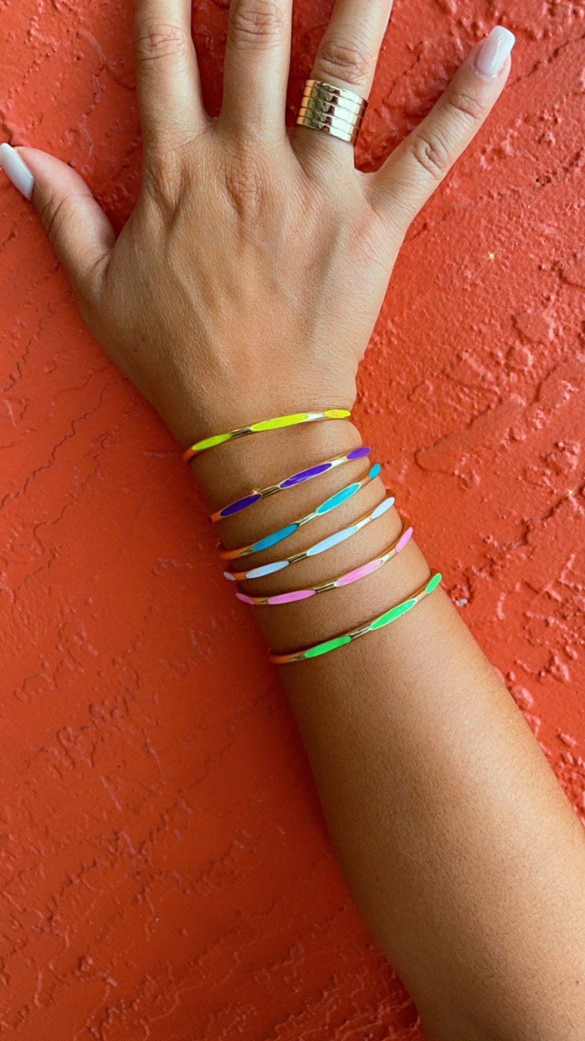 Milie - Wholesale Cuff Bracelet - 18k GF Colorful Enamel Cuff Bracelet5