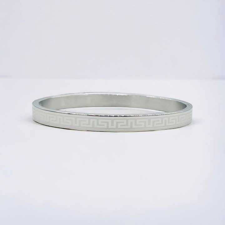AF Design - Venta al por mayor Brazalete - Brazalete de diseño griego en acero inoxidable dorado/plateado