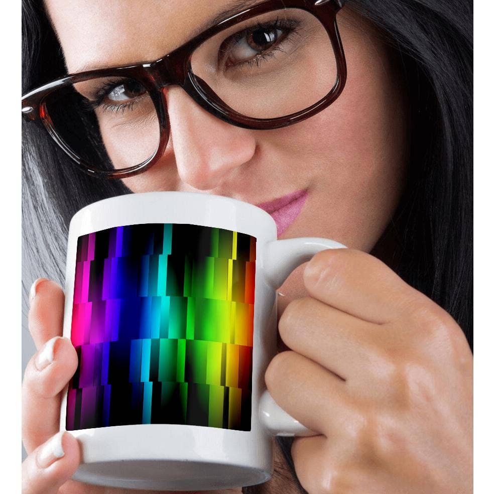 3dRose - Wholesale Coffee Mug - 3dRose, Prism Fractions a spectrum of colors displayed in geometric section, Mug9