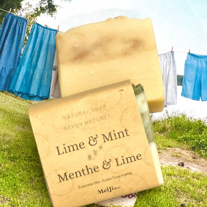 Spring Zest: Lime & Mint Essential Oil Natural Soaps for wholesale by MeiJi & co.