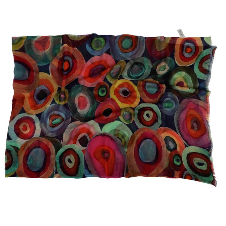 Namaskar Australia - Wholesale Scarf - Women's - Concentric Circle print Merino Silk Designer Scarf2