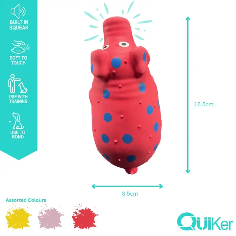 Quiker Pet Products – Squeaky Toy - Cão por atacado – Brinquedo para Cão em Látex em Forma de Porco a Apitar - Pack de 6 Unidades2