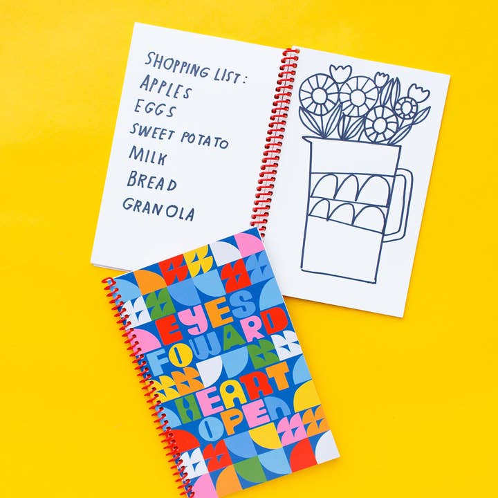 Lisa Congdon Art & Illustration - Wholesale Journal/Diary - Blank Journal with Red Spiral - "Eyes Forward, Heart Open"2