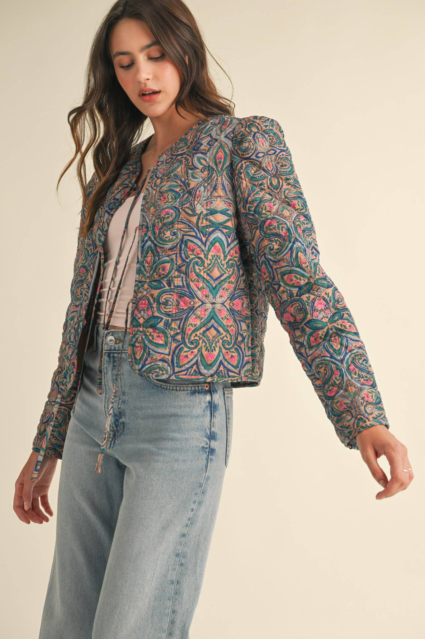 &MERCI - Wholesale Jacket - Women's - EXCLUSIVE PRINT QUILTED PAISLEY PRINT JACKET MJK36344