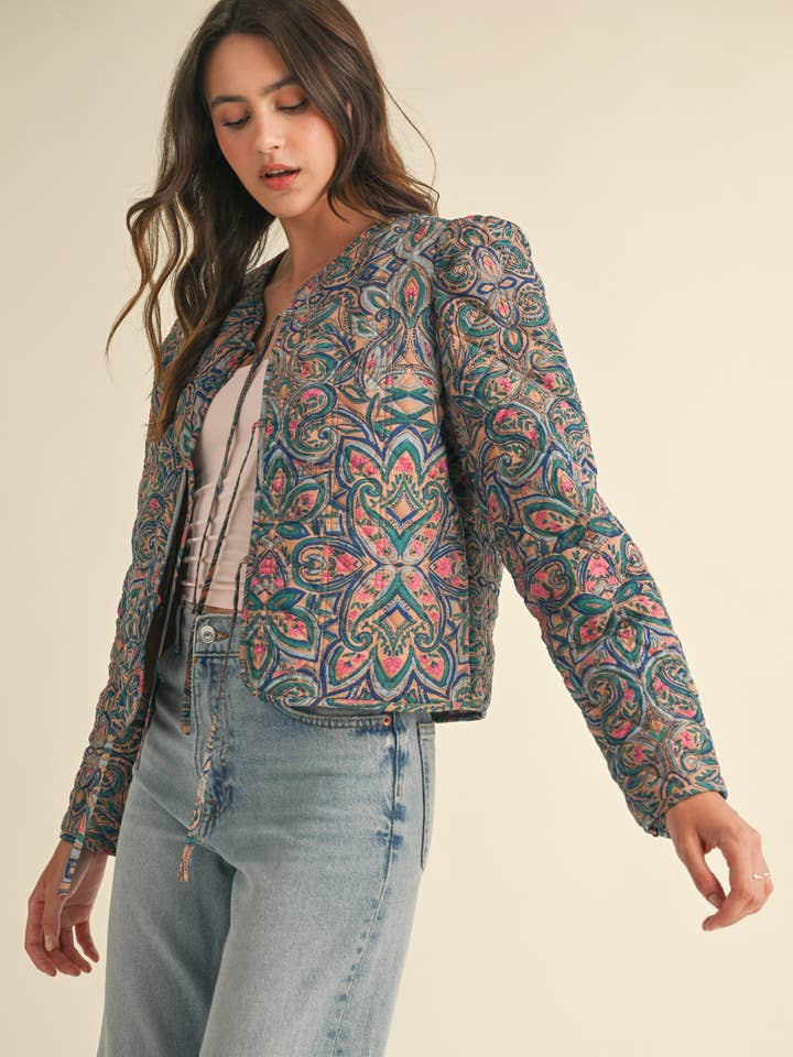 &MERCI - Wholesale Jacket - Women's - EXCLUSIVE PRINT QUILTED PAISLEY PRINT JACKET MJK36344