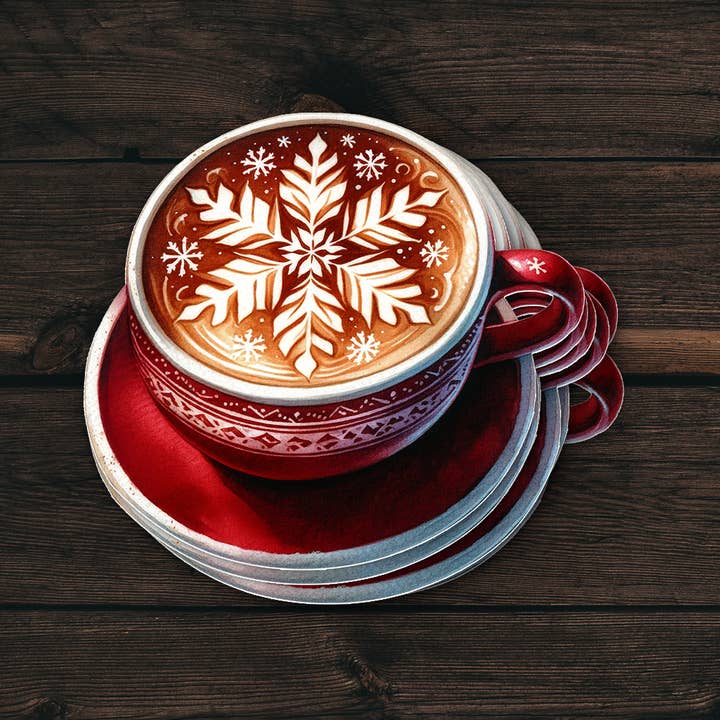 Snowflake Coffee Latte Vinyl | Holiday Coffee Latte Sticker for wholesale by PiggyPrintStickers